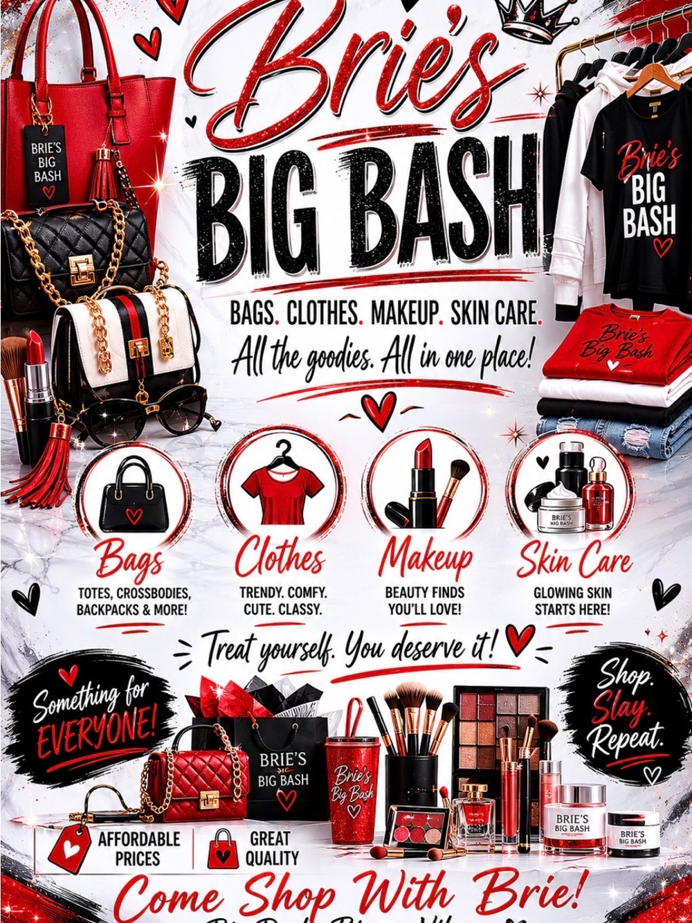 Brie's Big Bash Red & Black Promotional Tote and Makeup Display